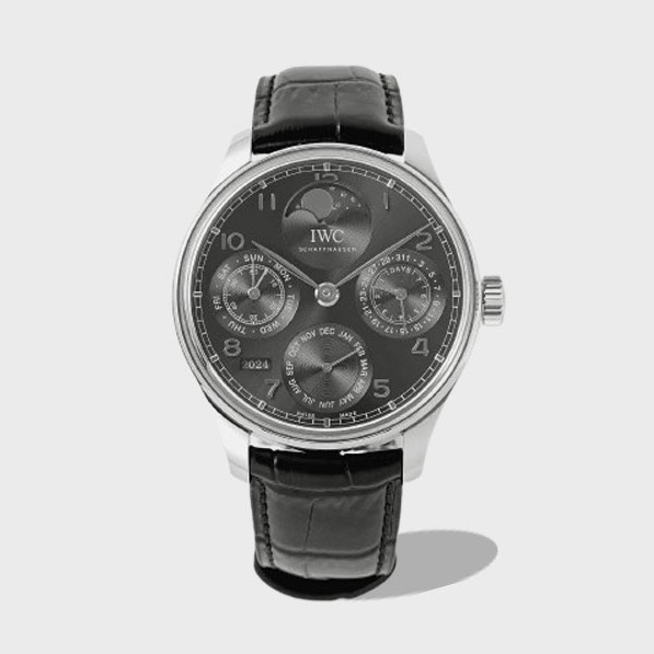 포르투기저 퍼페츄얼 캘린더 화이트골드 레데 스트랩 / APS IW503301 / 44.2mm / 안정적인 포르투갈 VII 기본 무브먼트, 모든 기능 구현한 무브 사용