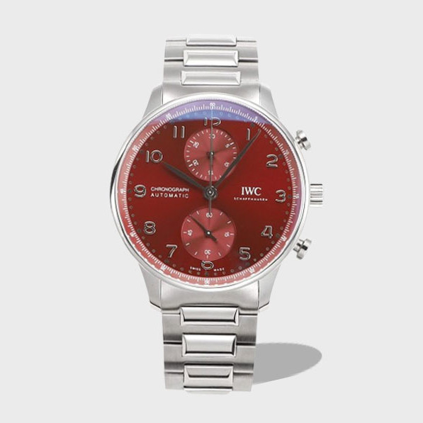 포르투기저 크로노그래프 버건디 다이얼 스틸 SS브레이슬릿 / V6S IW371616 / 40mm / 크기 40mm Cal.7750 무브
