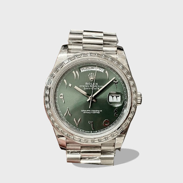 데이데이트 아랍 그린 다이얼 다이아 베젤 /GM /40mm /텅스텐 /173g