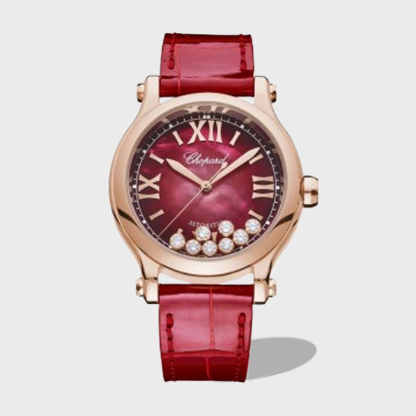 해피 스포츠 다이아몬드 로즈골드 레더 스트랩 / HW 275378-5005 / 33mm / 9039 무브먼트
