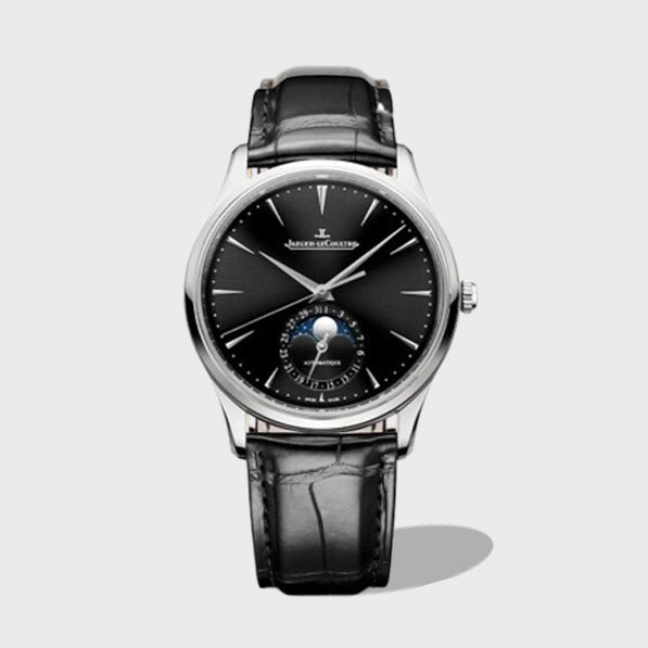 마스터 울트라씬 문페이즈 블랙 다이얼 레더 스트랩 / APS Q1368471 / 39mm / cal.925 통합 무브먼트