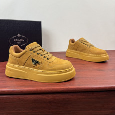 남성 삼각 로고 스웨이드 믹스 플랫폼 가죽 스니커즈