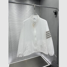 암격자 무늬 스탠드 칼라 스트라이프 방선 재킷
